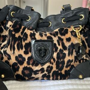 Leopard Print Women's Bag with Black Accents 12 years old , vintage bag .